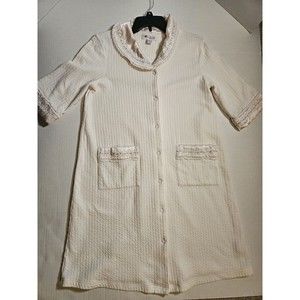 Go Softly Sleepwear Pink Embroidery Snap Embroidered Lace Trim Small Housecoat